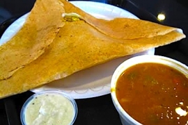 Paneer Dosa w/ sambar & coconut chutney